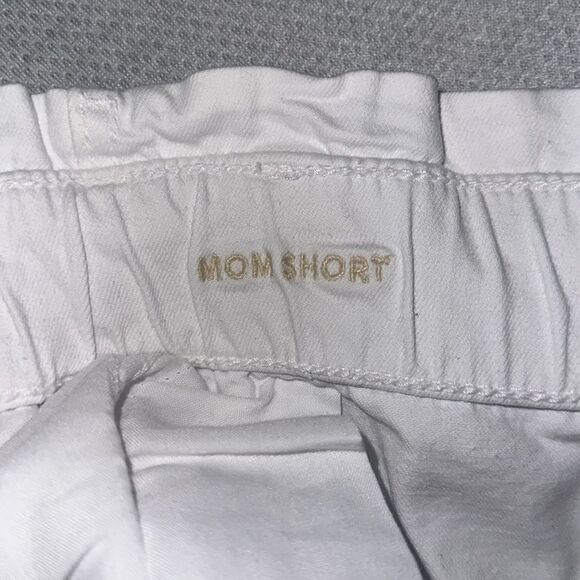 AE 14-16 White Stretch Relaxed Fit Paper Bag Denim Belted High Rise Mom Shorts - Picture 15 of 15